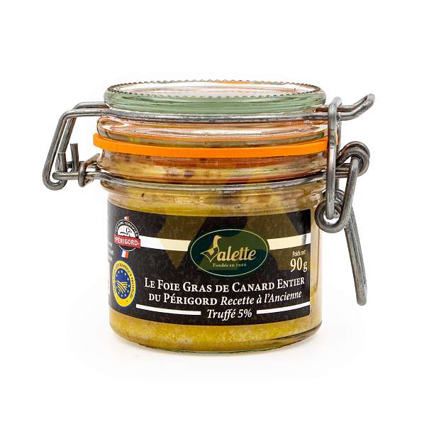 Фуа-гра утиная цельная с черным трюфелем из Перигора IGP, VALETTE, 0,090 кг (ст/б)  Valette Foie Gras Франция