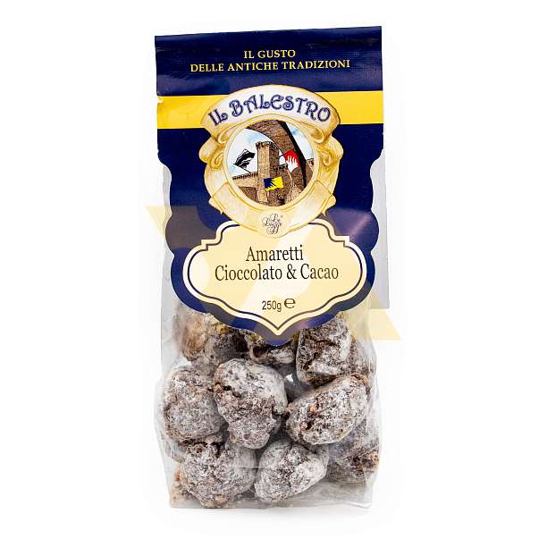 Печенье Амаретти миндальные с шоколадом и какао, IL BALESTRO, 0,250 кг (пл/пак)  Le Logge Италия