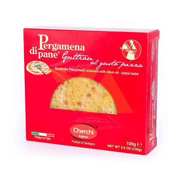 Хлебцы сардинские PERGAMENA DI PANE® Гуттиау со вкусом пиццы, CHERCHI, 0,100 кг (карт/кор)  Cherchi Италия