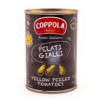 Томаты очищенные жёлтые, без добавления соли, COPPOLA, 0,4 кг/0,24 кг/0,425 л (ж/б)