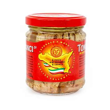 Филе тунца в оливковом масле, ломтики, PESCE AZZURO, 0,190/0,133 кг (ст/б)