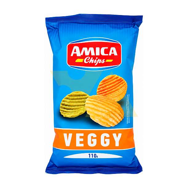 Чипсы картофельные вегетарианские (картофель, томаты, шпинат) VEGGY ALFREDO'S, AMICA CHIPS, 0,110 кг 0.110 кг. Amica Chips Италия