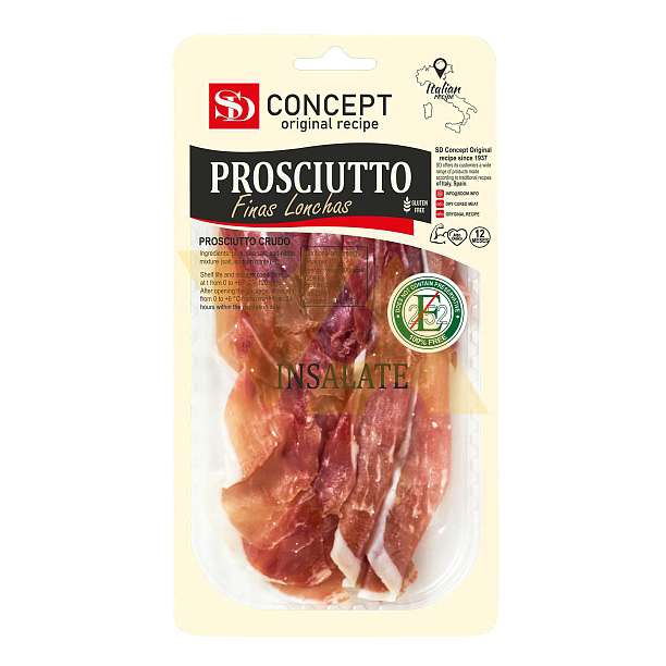 Окорок сыровяленый (прошутто) для салата SD, выдержка 12 мес., нарезка, 0,050 кг  Сытный дом Россия