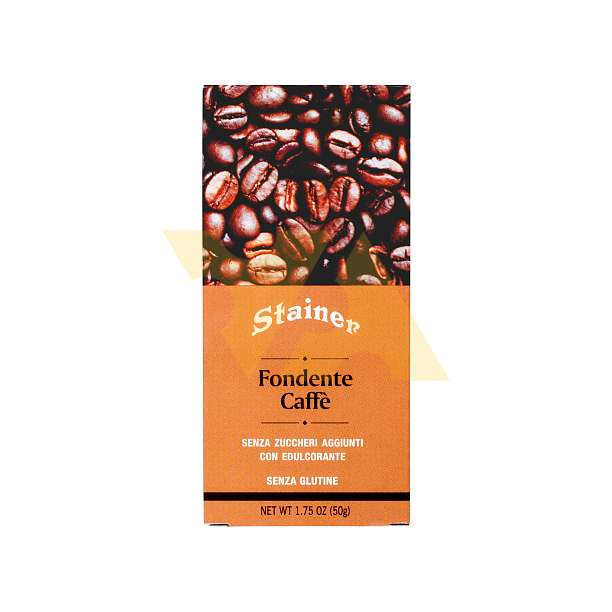 Шоколад с кофе 1091, плитка темного шоколада без сахара и без глютена, 56% какао, STAINER, 0,05 кг  ANDREA STAINER Италия