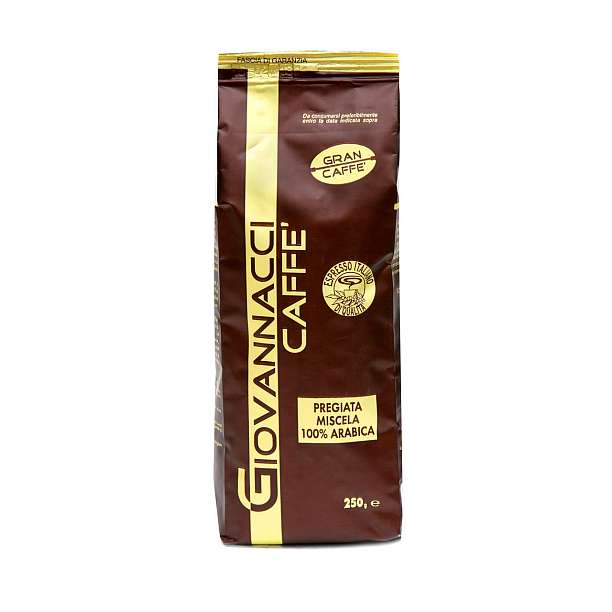 Кофе в зернах GRAN CAFFE, смесь обжаренная 100% Арабика, GIOVANNACCI, 0,25 кг (ф/п c об/кл)  Giovannacci Caffè Италия