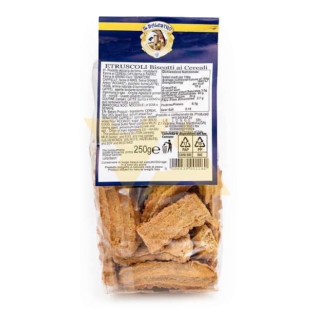 Печенье из злаков ETRUSCOLI, IL BALESTRO, 0,250 кг (пл/пак)  Le Logge Италия