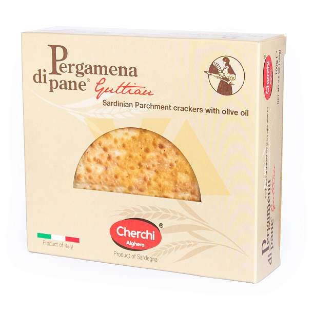 Хлебцы сардинские PERGAMENA DI PANE® Гуттиау с оливковым маслом, CHERCHI, 0,100 кг (карт/кор)  Cherchi Италия