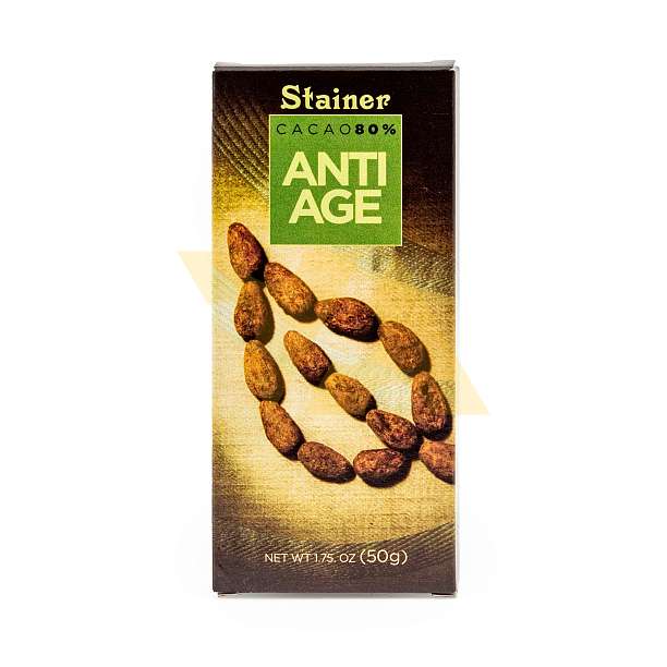 Шоколад горький "Анти возраст", 3113, 80% какао, STAINER, 0,05 кг  ANDREA STAINER Италия