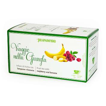Чай фруктовый с малиной и бананами "Путешествие в джунгли", 15 пакетиков по 3 гр, REGINADIFIORI, 0,045 гр (карт/кор)