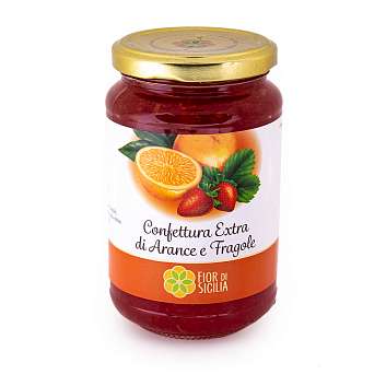 Конфитюр ЭКСТРА из апельсина и клубники, FIOR DI SICILIA, 0,430 кг