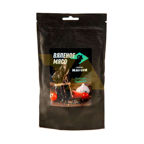 Баранина вяленая (вяленое мясо ломтики баранины), упаковка гурмэ, "Ранчо Мяссури", 0,05 кг  Ранчо Мяссури Россия
