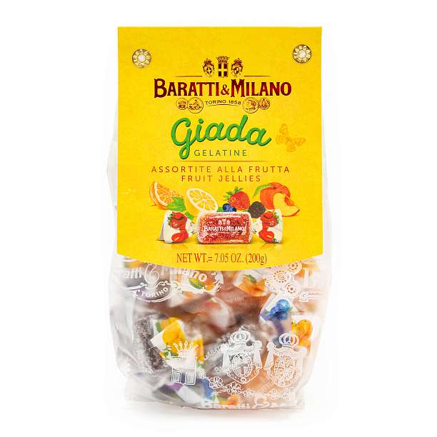 Мармелад фруктовый ассорти с фруктовым соком GIADA, 5869, 5 вкусов, BARATTI&MILANO, 0,200 кг (пл/пак)  Baratti & Milano Италия