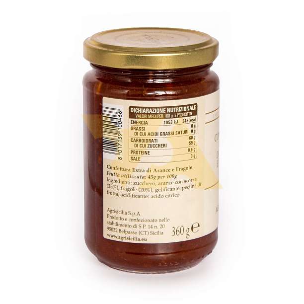 Конфитюр ЭКСТРА из апельсина и клубники, AGRISICILIA, 0,360 кг (ст/б)  Agrisicilia Италия