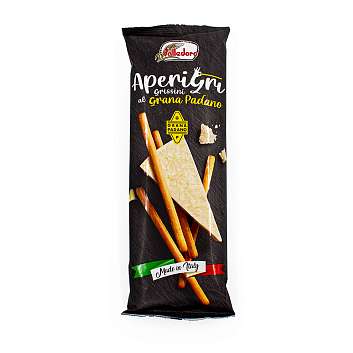 Гриссини из муки мягких сортов пшеницы типа "0" с сыром Грана Падано DOP APERIGRI, VALLEDORO, 0,100 кг