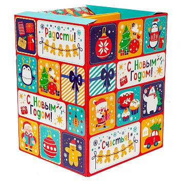 Новогодняя упаковка "БумБокс b114" "С Новым Годом! Счастья! Радости!"