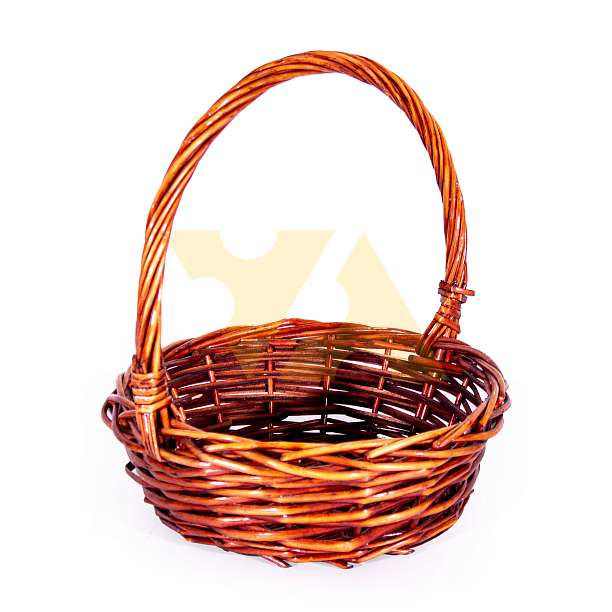 Корзина малая рыжая лоза круглая (высота 32, диаметр 28)