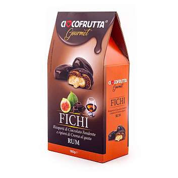 Инжир в темном шоколаде с начинкой из крема со вкусом рома, CIOCCOFRUTTA, 0,180 кг (карт/кор)