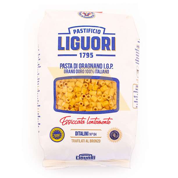 Диталини №84, паста из Граньяно I.G.P. из твердых сортов пшеницы, LIGUORI, 0,5 кг (бум/упак)  Liguori Pastificio Италия