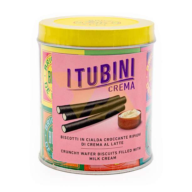 Хрустящие вафельные трубочки с начинкой из молочного крема TUBINI CREMA, 0,280 кг (туба ж/б)  Bussy Италия