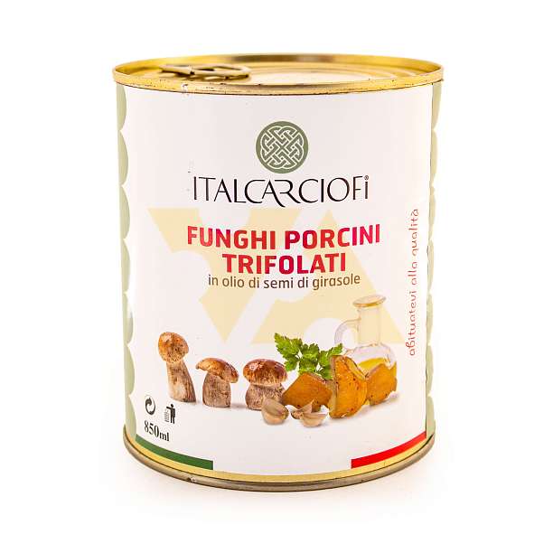 Грибы белые обжаренные в подсолнечном масле, ITALCARCIOFI, 0,75 кг/0,85 л (ж/б)  Italcarciofi S.r.L. Италия