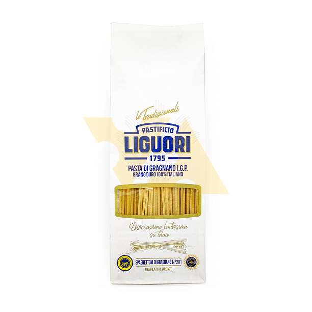 Спагеттони ди Граньяно №201, паста из Граньяно I.G.P. из твердых сортов пшеницы, LIGUORI, 0,5 кг (бум/упак) 0.5 кг. Liguori Pastificio Италия