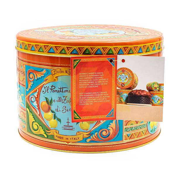 Панеттоне с сицилийским цитрусовыми цукатами и шафраном без изюма DOLCE&GABBANA, 1 кг (ж/б)  Fiasconaro Италия