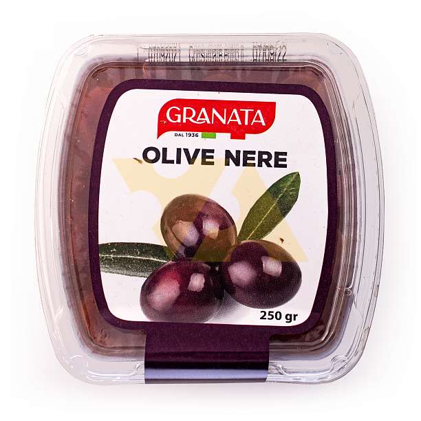 Оливки черные с косточками, GRANATA, 0,250 кг/0,520 кг (пл/стакан)  Granata Antonio Италия