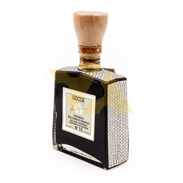 Заправка на основе уксуса бальзамического из Модены №15 RISERVA, GOCCE, K7271, выдержка 15 лет, 0,25 л (ст/б с кристаллами в бархатной коробке)  Acetaia Leonardi Италия
