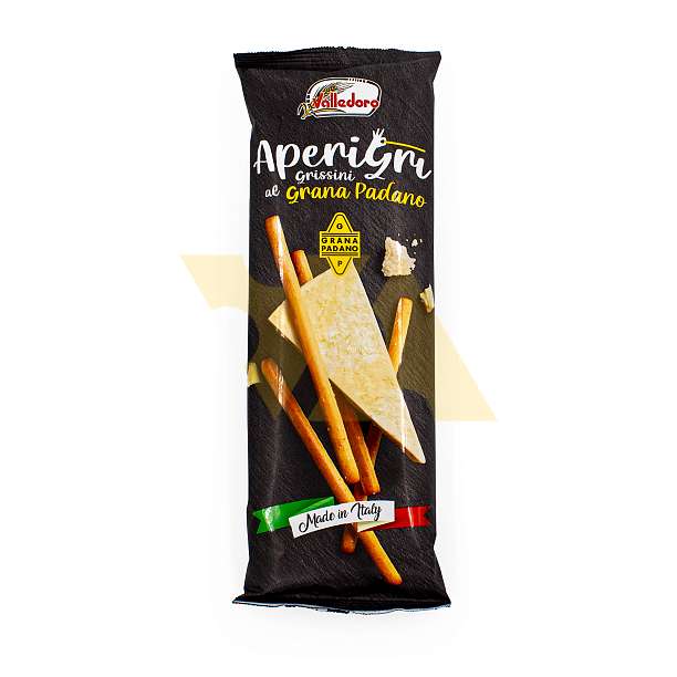 Гриссини из муки мягких сортов пшеницы типа "0" с сыром Грана Падано DOP APERIGRI, VALLEDORO, 0,100 кг  Valledoro SPA (il Buon Forno) Италия
