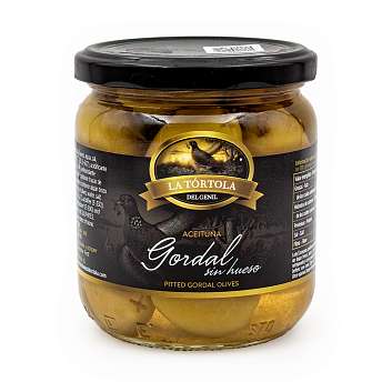 Оливки зеленые без косточек "GORDAL", LA TORTOLA, 0,370 кг/0,200 кг (ст/б)