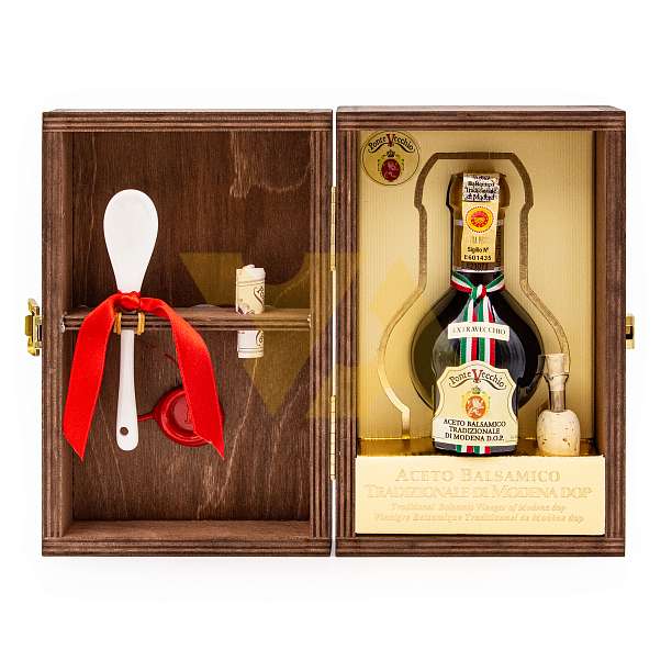 Уксус бальзамический из Модены DOP, PONTE VECCHIO, PNT0136, выдержка 25 лет, 0,100 л (ст/б в деревянной коробке)  Acetaia Leonardi Италия