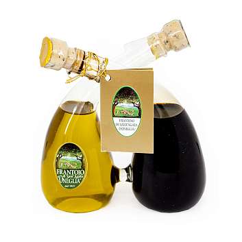 Набор INTRECCIO  (масло оливковое первого холодного отжима экстра верджин - 0,1 л, уксус бальзамический - 0,1 л), 0,2 л (ст/бут в коробке)