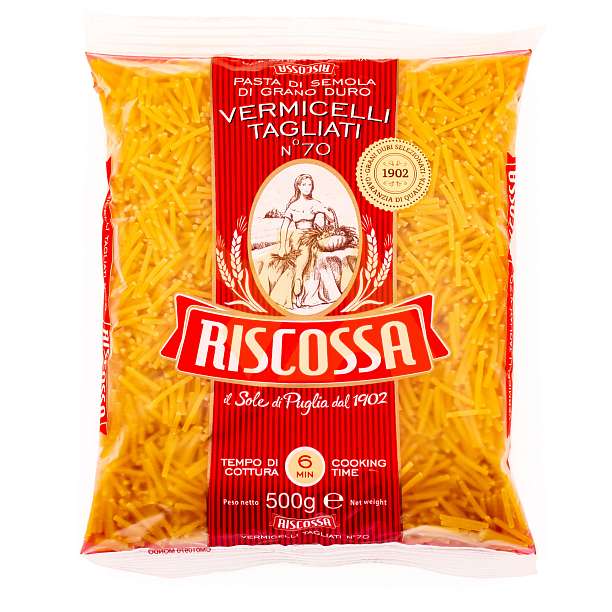 Вермичелли Тальяти №70, паста из твердых сортов пшеницы, RISCOSSA, 0,5 кг  Pastificio Riscossa Италия