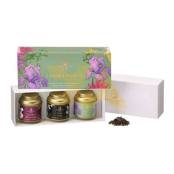 Набор трех видов чая GIARDINI SEGRETI, LA VIA DEL TE, 0,120 кг (ж/б в подарочной коробке)  SNAK Италия