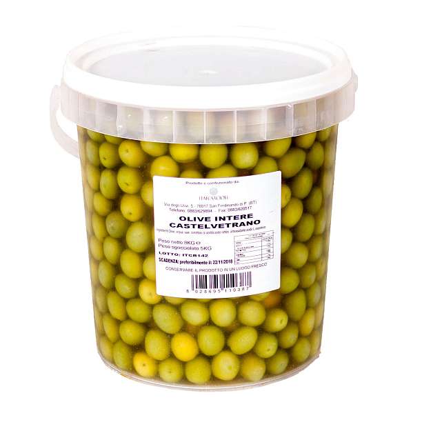 Оливки с косточкой Кастельветрано в рассоле, ITALCARCIOFI, 5 кг/8 кг (пл/б)  Italcarciofi S.r.L. Италия