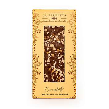 Шоколад молочный и темный с кусочками нуги LA PERFETTA, плитка, ANTICA TORRONERIA PIEMONTESE, 0,085 кг (карт/кор)