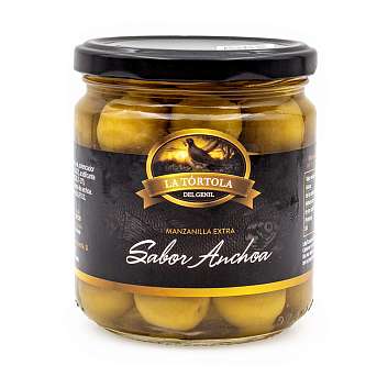 Оливки зеленые с косточками "MANZANILLA", LA TORTOLA, 0,370 кг/0,200 кг (ст/б)