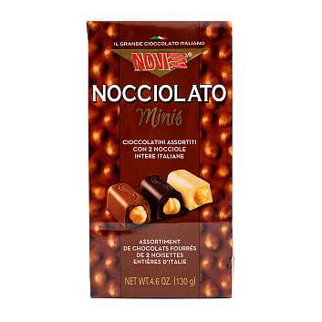 Пралине ассорти с двумя орехами NOCCIOLATO Minis, 3624, NOVI, 0,130 кг