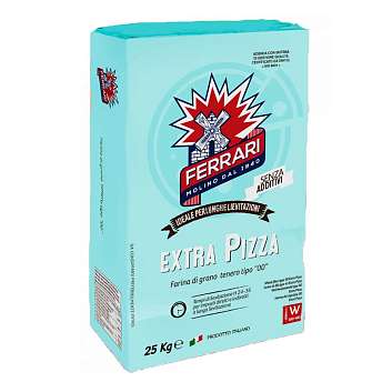 Мука из мягких сортов пшеницы для пиццы EXTRA PIZZA, с силой W муки 380/400, MOLINO FERRARI, 25 кг