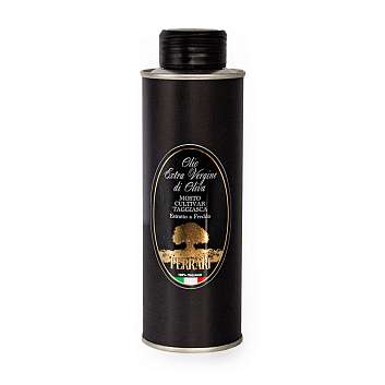 Масло оливковое первого холодного отжима из оливок сорта Таджаски, 100% ITALIANO, OLIO FERRARI, 0,25 л (жест/бут черная круглая)