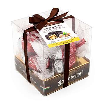 Конфеты шоколадные грильяж из обжаренного миндаля с апельсиновым медом в темном шоколаде, SGAMBELLURI, 0,200 кг (пл/кубик)