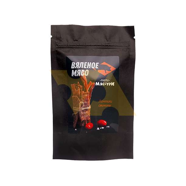 Свинина вяленая (вяленое мясо ломтики свинины), упаковка гурмэ, "Ранчо Мяссури", 0,05 кг  Ранчо Мяссури Россия