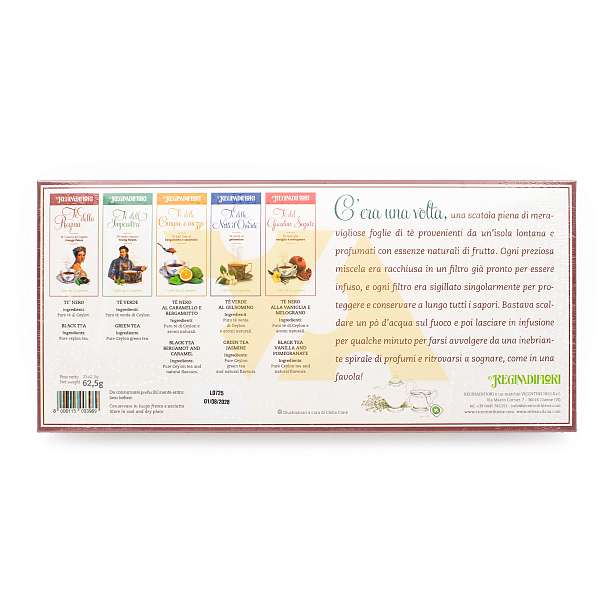 Чайная коллекция 5 видов чая, 25 пакетиков по 2,5 гр, "C'era una Volta...", REGINADIFIORI, 0,0625 кг (подарочная карт/кор)  REGINADIFIORI Италия