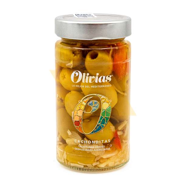 Оливки зелёные без косточек пикантные Кахондитас, OLIVIAS BY TAST, 0,370 мл / 0,350 кг / 0,15 кг (ст/б)  OLIVIAS BY TAST Испания