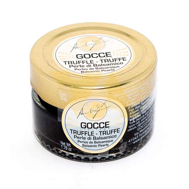 Жемчужины из бальзамического уксуса ароматизированные трюфелем, K0722, GOCCE, 0,05 кг (ст/б) 0.05 Acetaia Leonardi Италия
