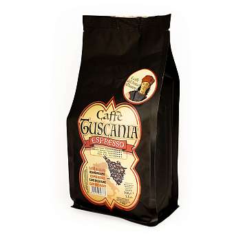 Кофе Эспрессо в зернах, смесь обжаренного кофе в зернах CAFFE TUSCANIA, NEW YORK, 0,550 кг (фольг/пак)