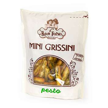 Мини гриссини со вкусом соуса Песто, BUON FORNO, 0,1 кг (пл/пак)