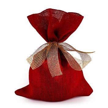 Мешок красный из джута для панеттоне 31х43