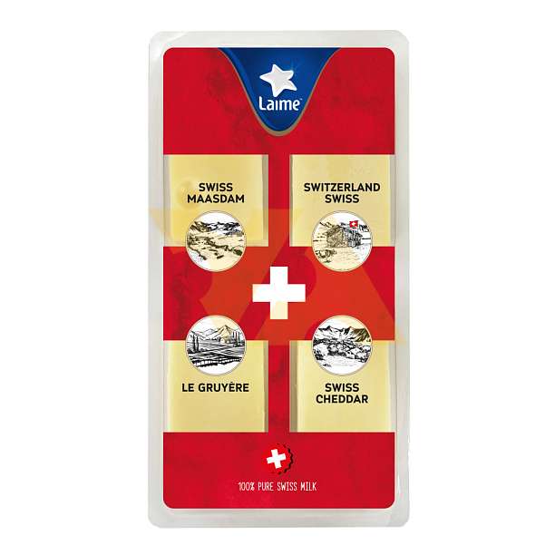 Коллекция сыров «Грюйер, Чеддар, Швейцарский и Маасдам» ТЗ "LAIME" фас. 5/160г (Россия, СПб)  Laime Россия