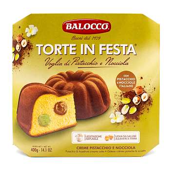 Торт с кремом из фисташек и лесного ореха TORTE in FESTA, BALOCCO, 0,400 кг (карт/кор)